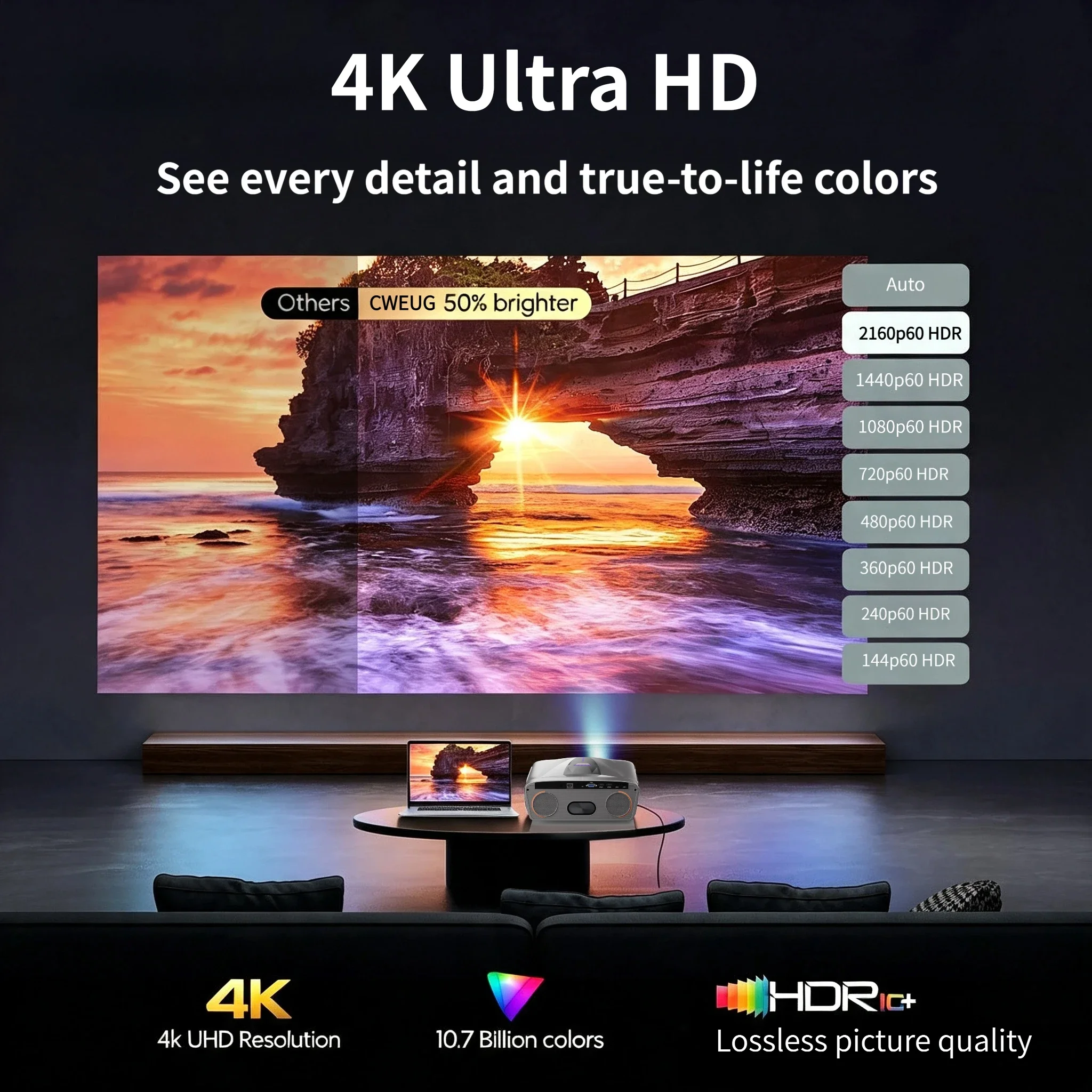 New E9 4KUHD Projector Smart 4 - Home Cinema Karaoke Projector review and price