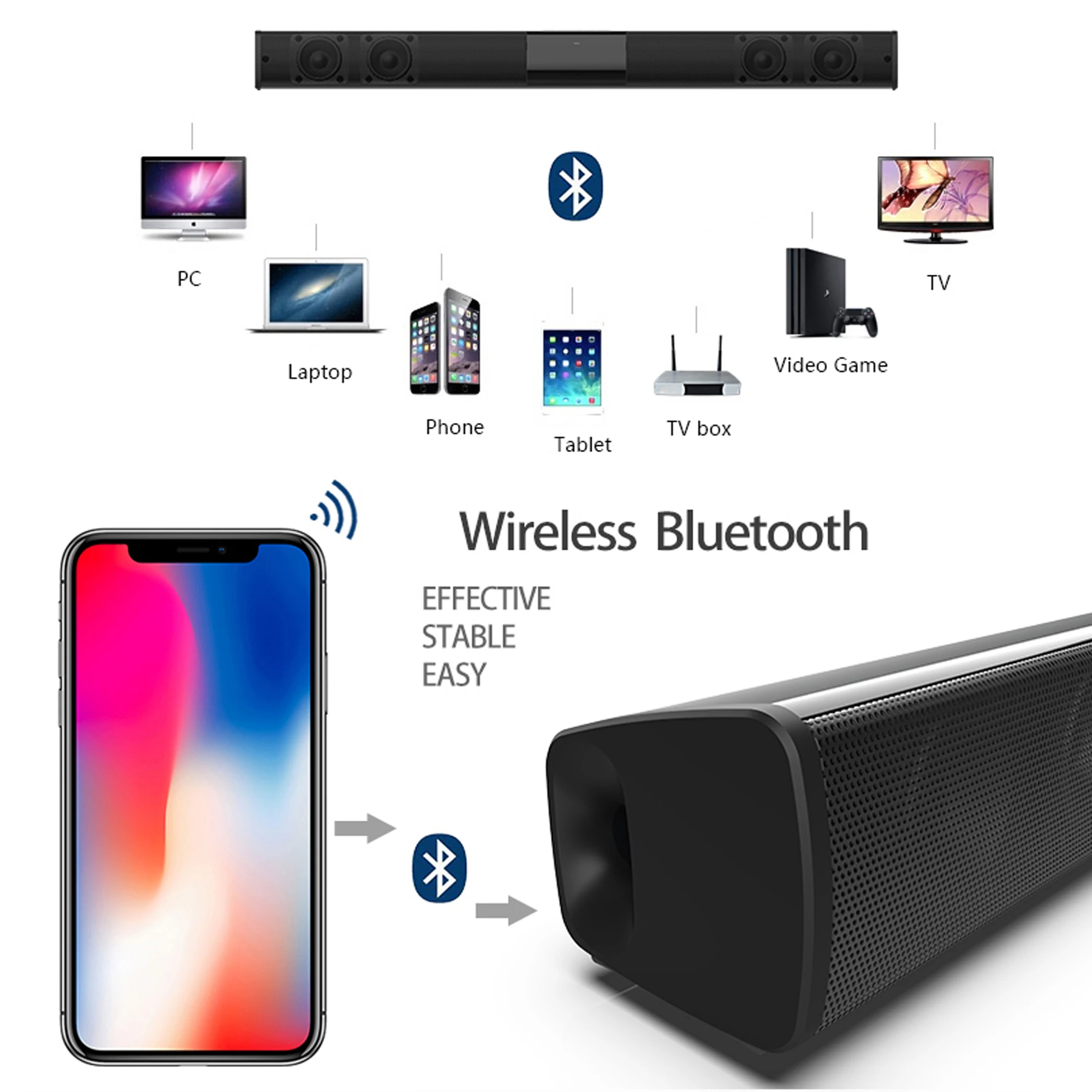 40W High Power Soundbar for TV - Home Cinema Speaker System review and price